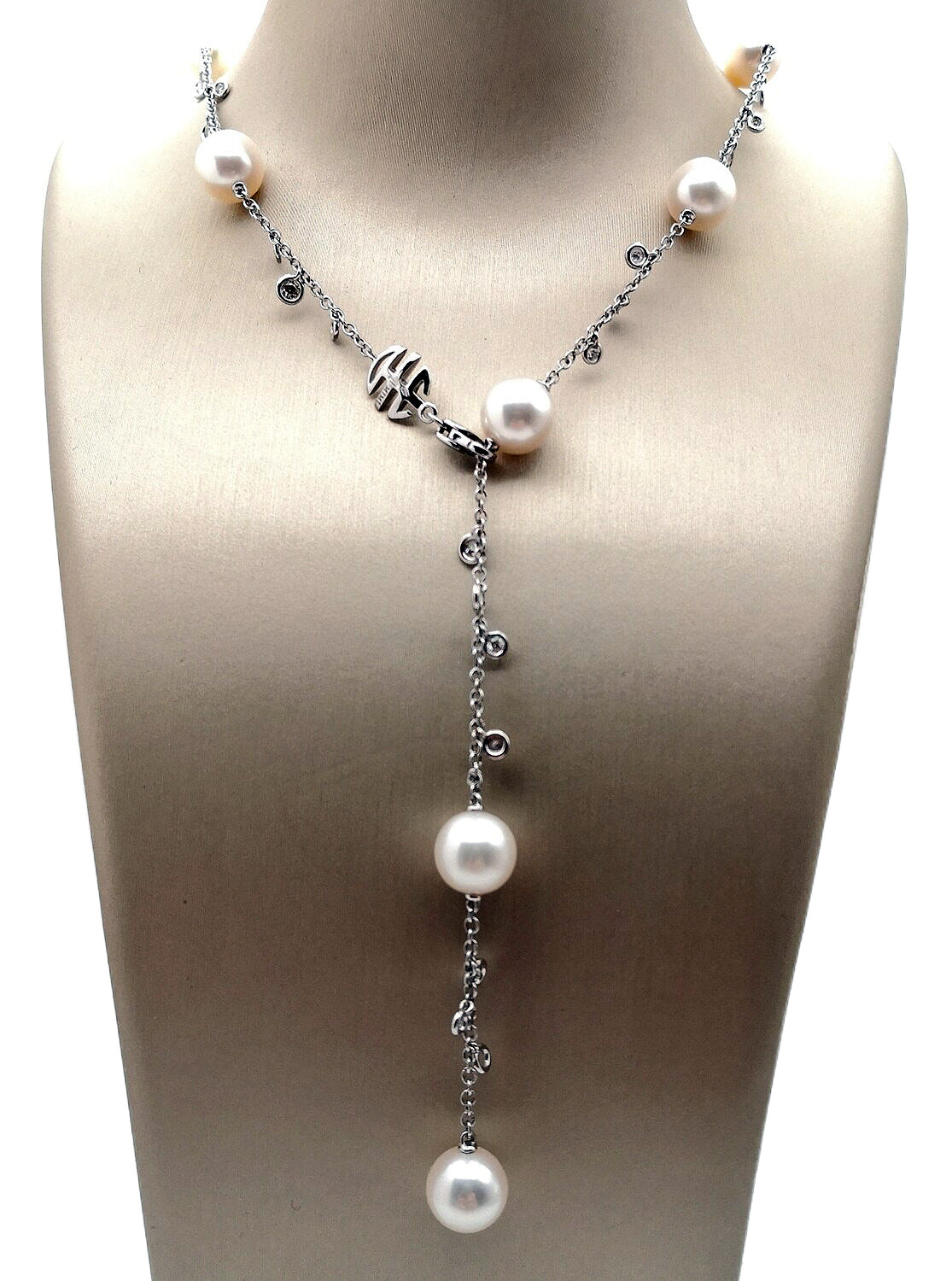MiMì - Girocollo in oro bianco con diamanti e perle