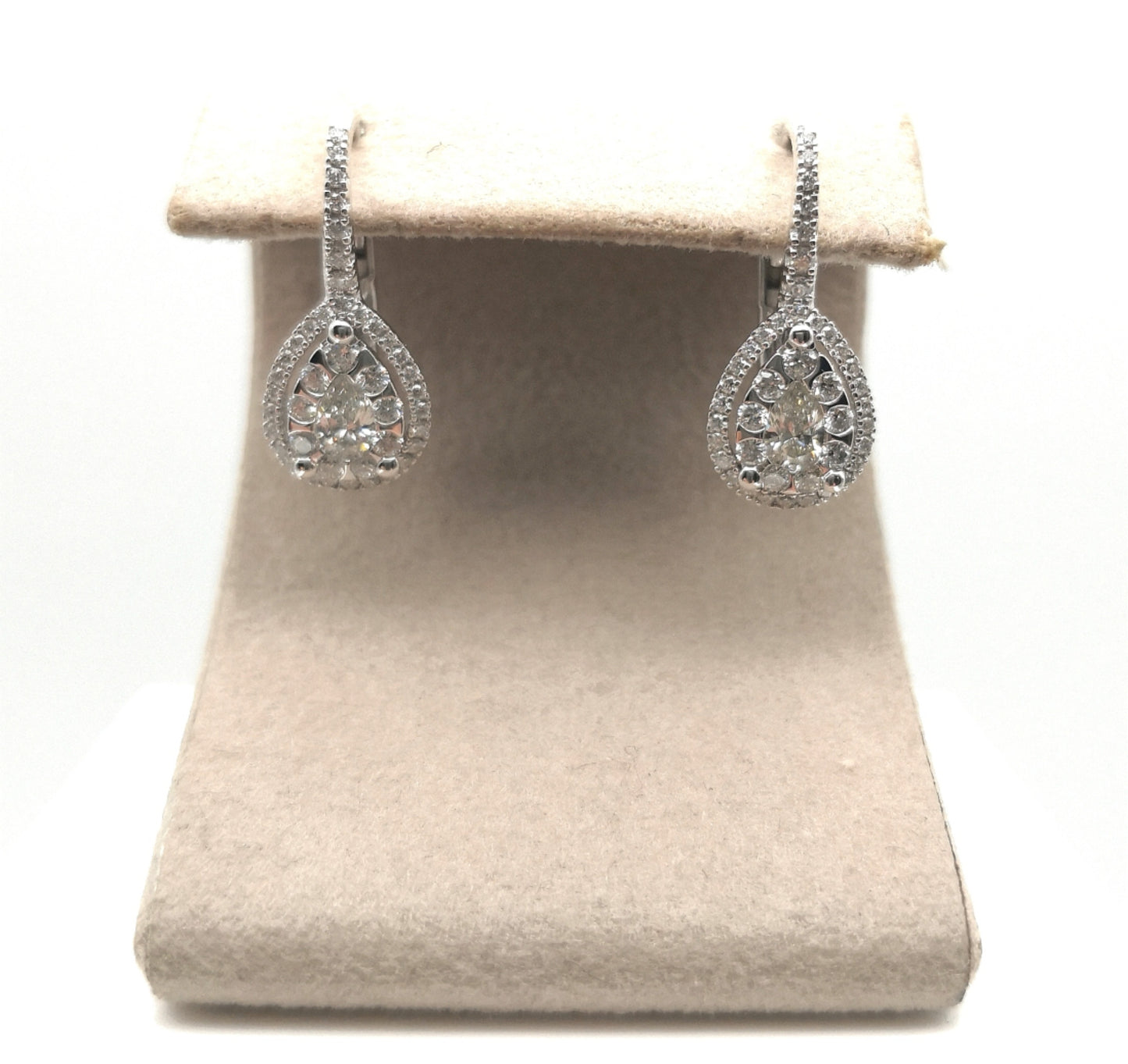 White gold diamond drop earrings