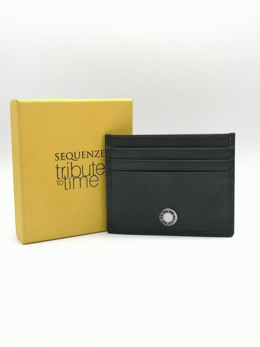 Sequenze card holder in black leather