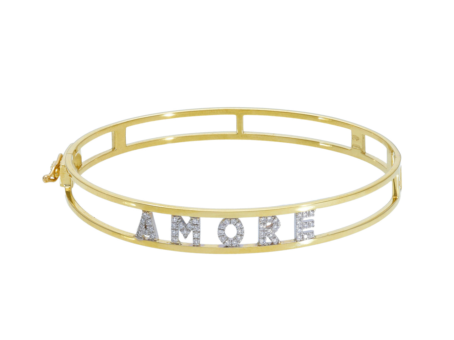 Rigid yellow gold and diamond bracelet - customizable from 5 to 9 letters