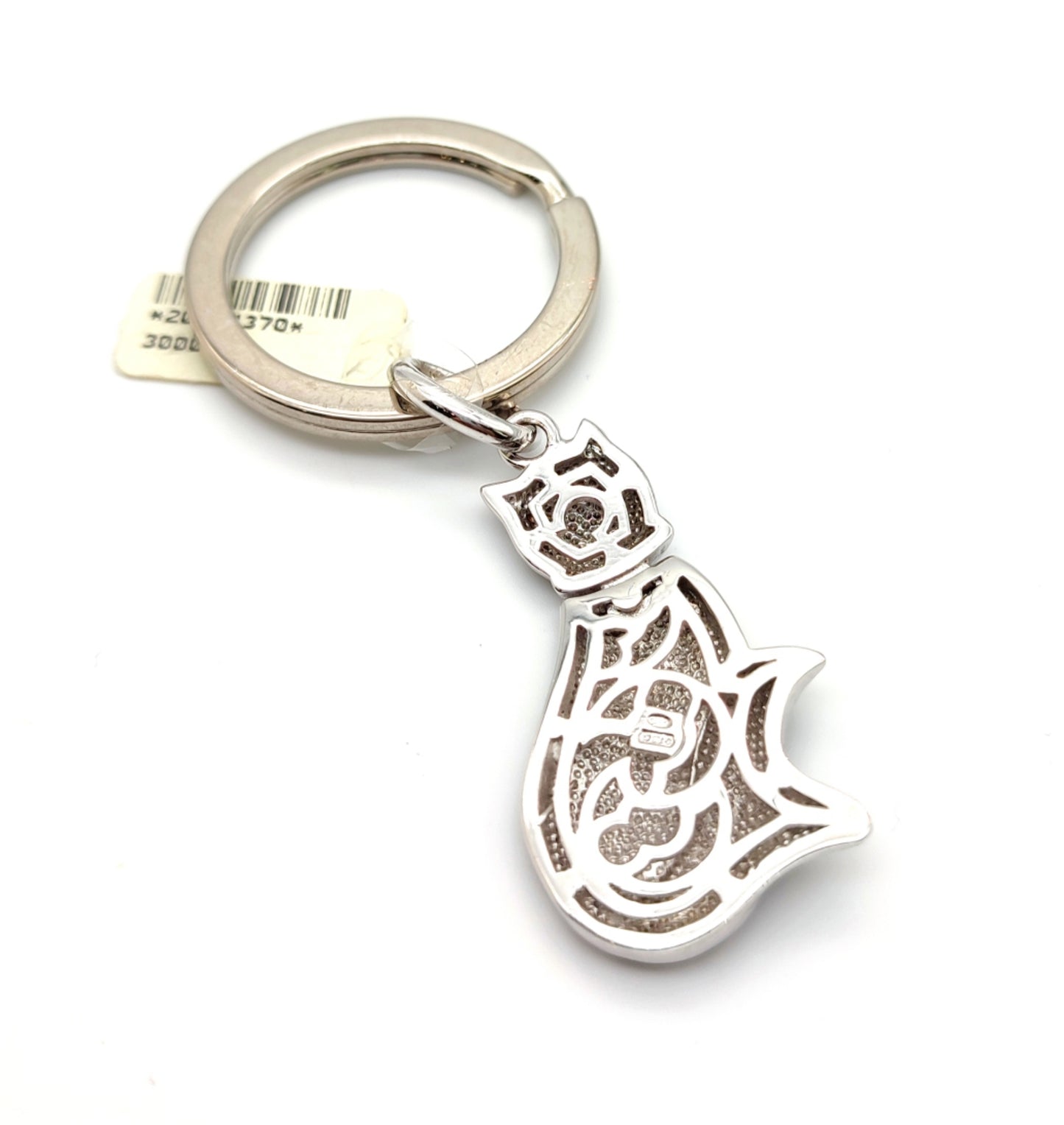 Steel and silver cat key ring