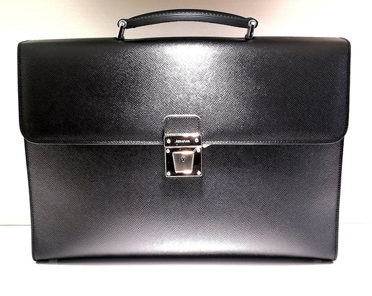SERAPIAN MILANO single briefcase with lock evolution black