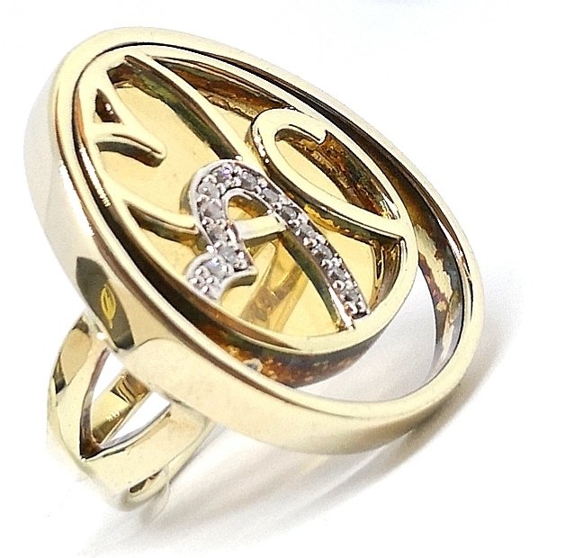 Yellow golden heart silver ring, citrine quartz, zirconia
