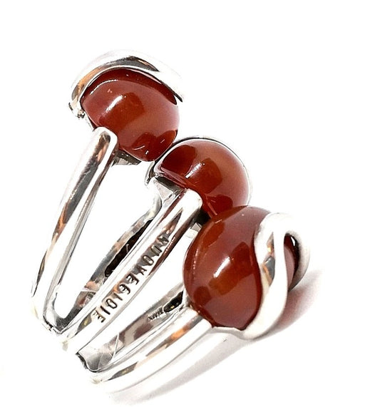 Silver ring with carnelian cabochon
