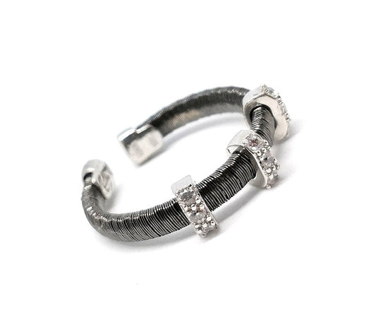 Silver wire ring with bars