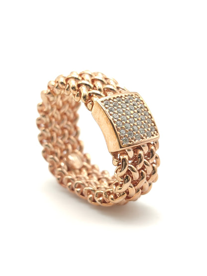 Chicco ring in golden silver with zircons -1cm