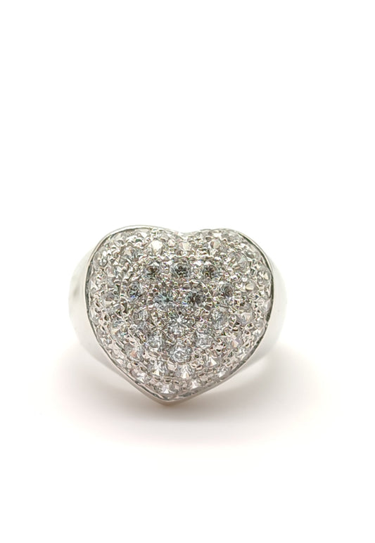 Pavan Jewelry - White gold ring with heart-shaped zircons