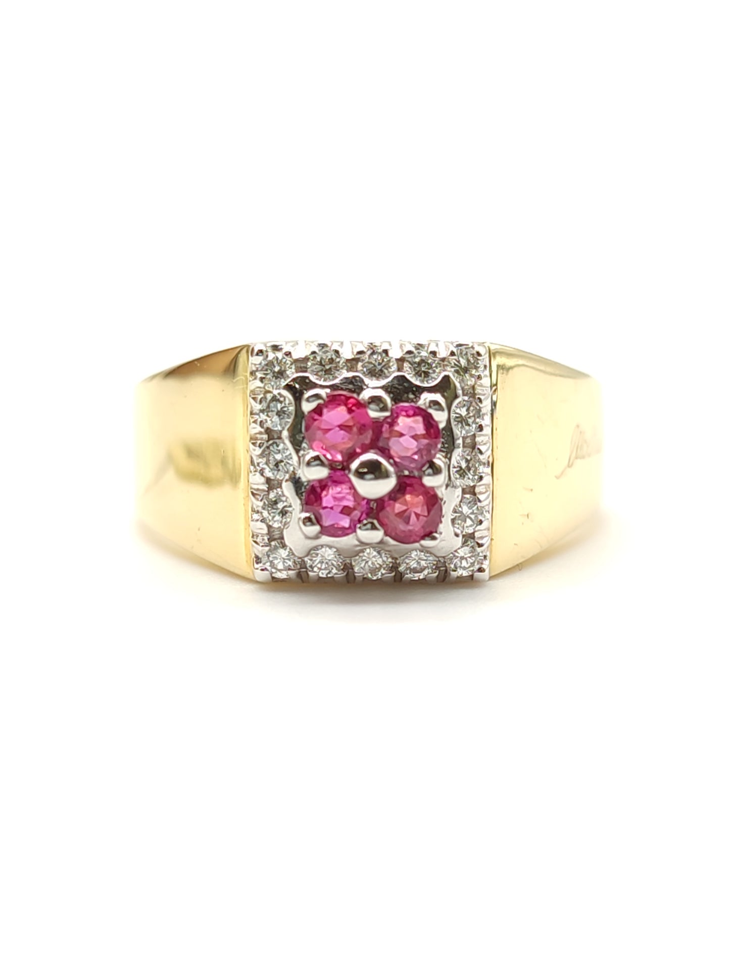 Pavan - Gold band ring with rubies