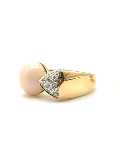 Pavan - Anello in oro con corallo rosa e diamanti