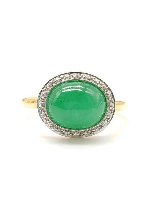MiMì - Gold ring with jade and diamonds