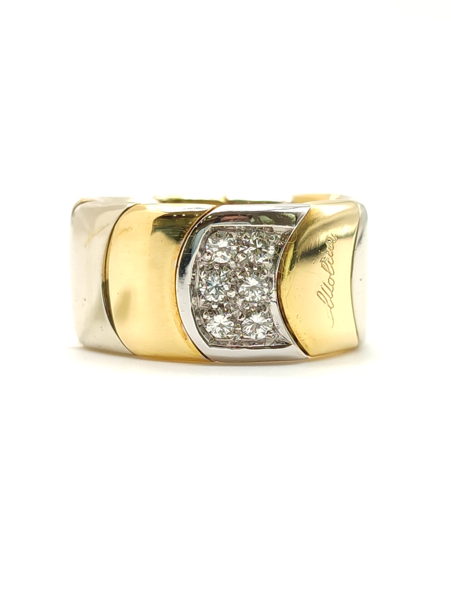 Pavan - Semi-rigid gold ring with diamonds