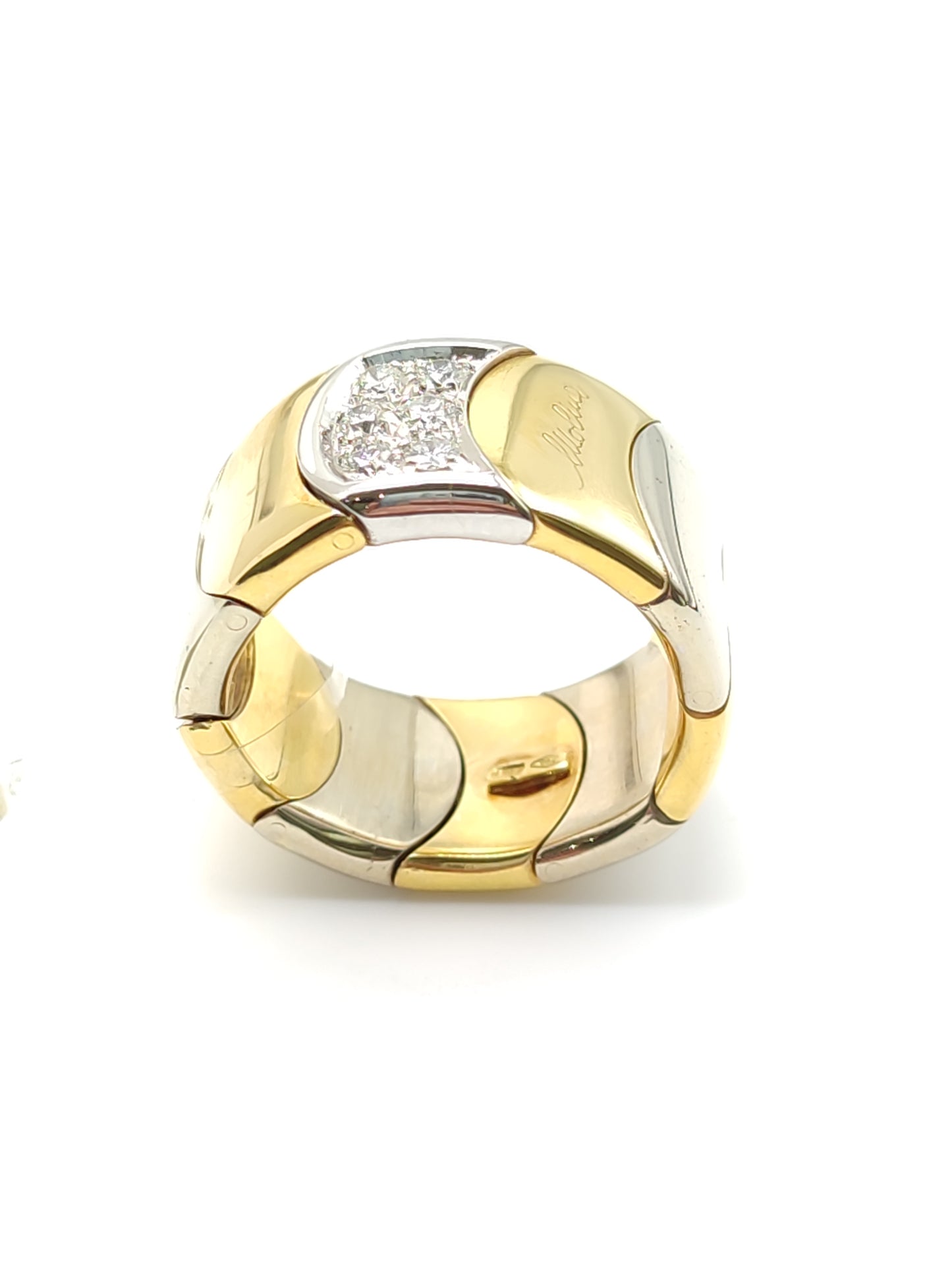 Pavan - Semi-rigid gold ring with diamonds