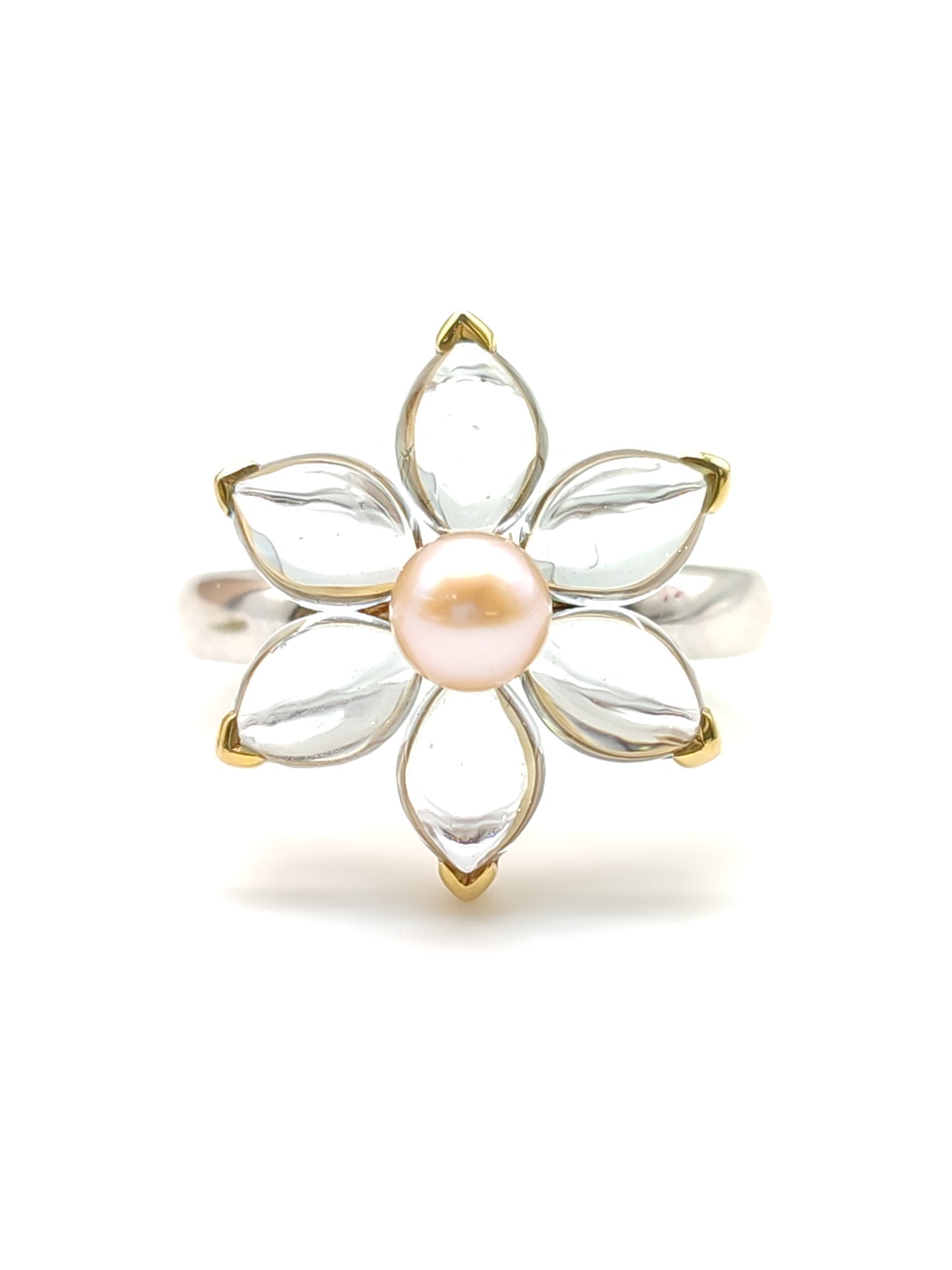 Pavan - Gold ring with pearl and aquamarine