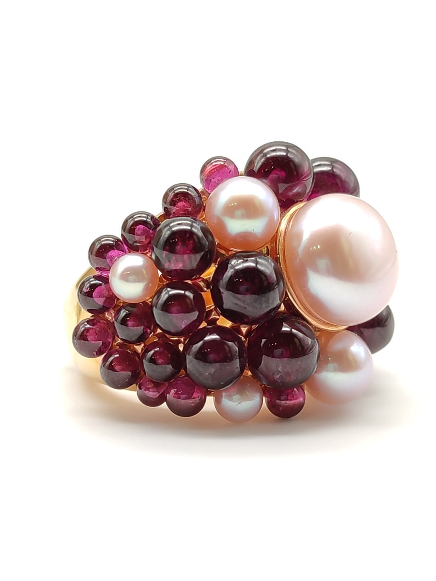 MiMì - Gold band ring with pearls and amethysts