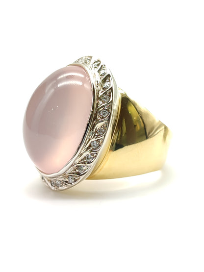 Pavan - Ring in rose quartz gold and diamonds