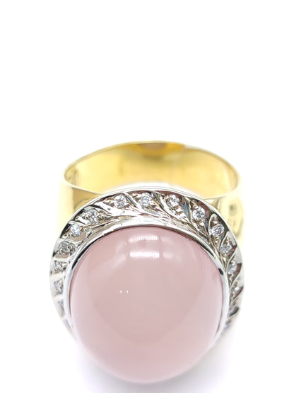 Pavan - Ring in rose quartz gold and diamonds