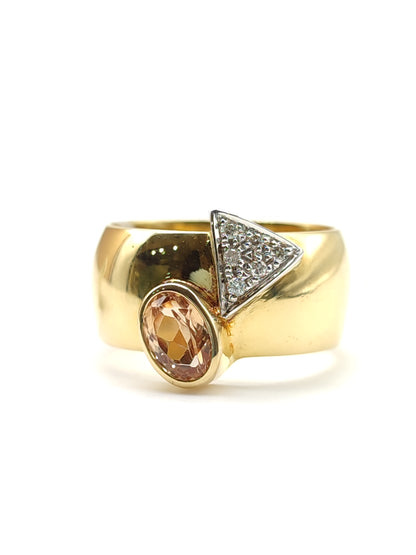 Pavan - Gold ring with cognac topaz and diamonds