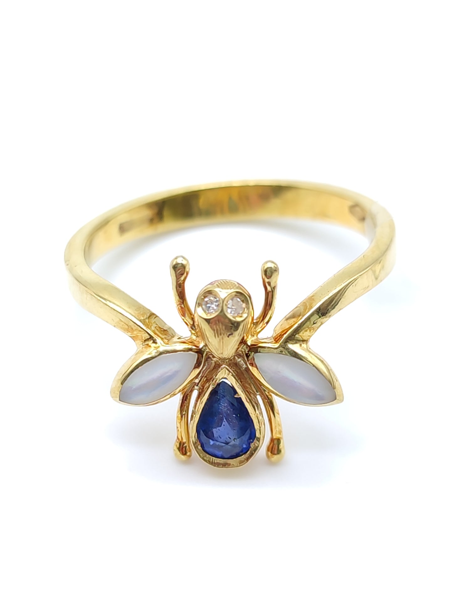 Pavan - Gold ring with sapphire, mother of pearl and diamonds