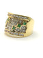 Pavan - Gold band ring with zircons and emeralds