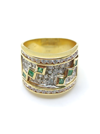 Pavan - Anello Fascia in oro con zirconi e smeraldi