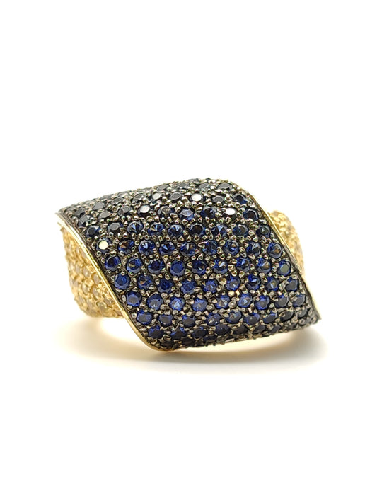 Pavan - Gold ring with blue and yellow sapphires