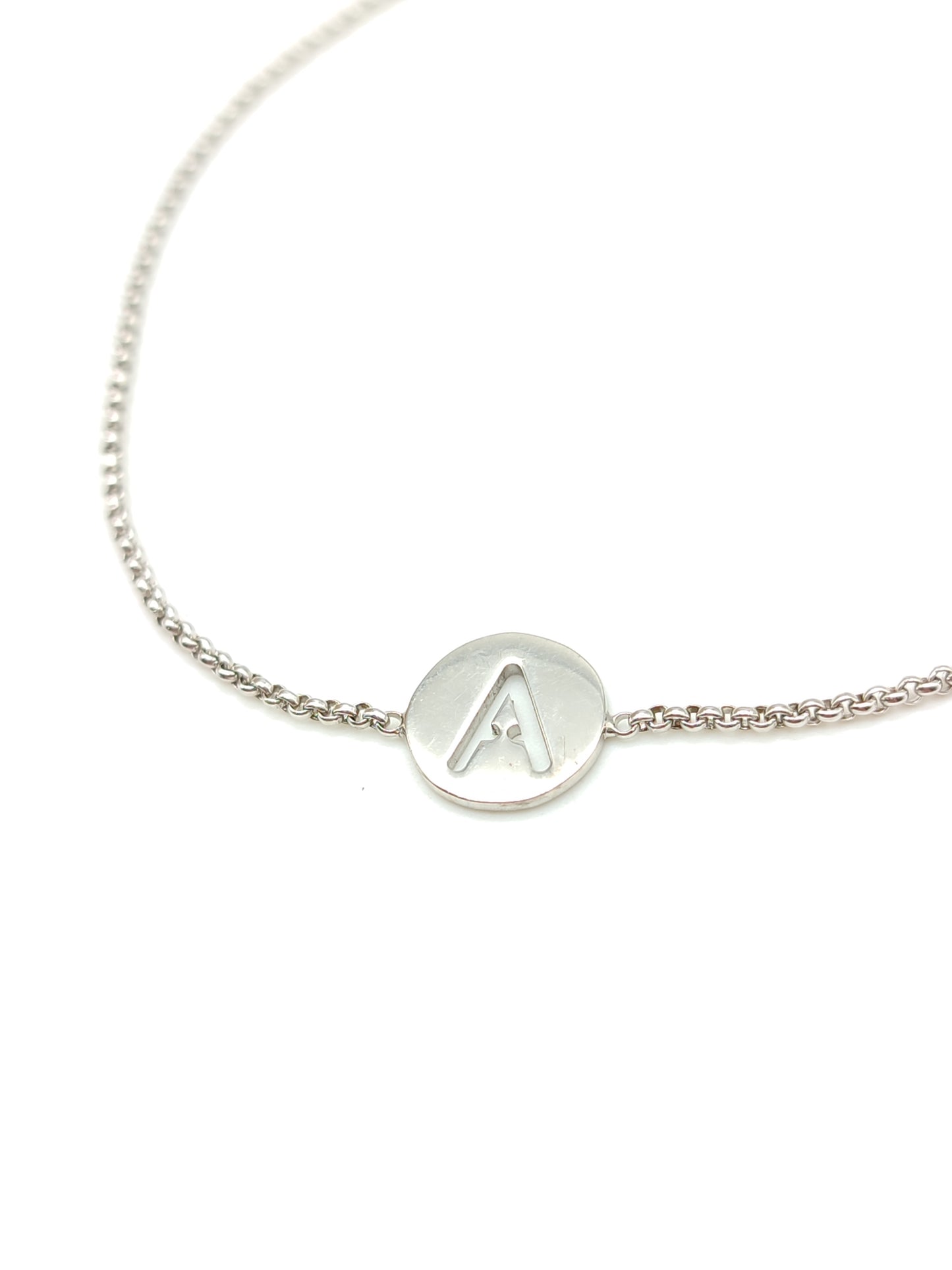 Silver bracelet with letter A