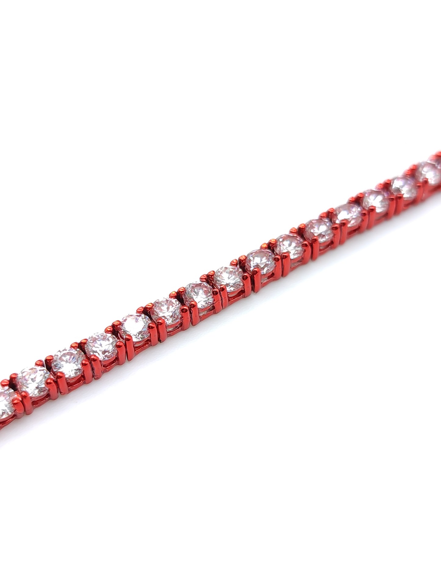Red silver tennis bracelet with zircons