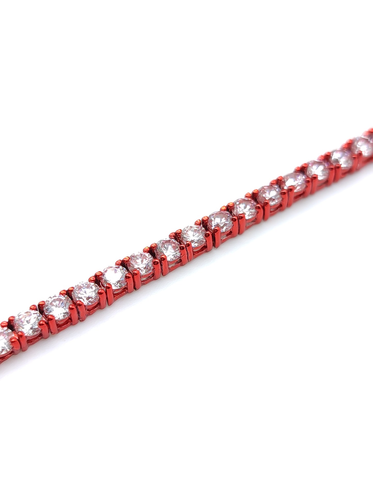 Bracciale tennis in argento rosso con zirconi