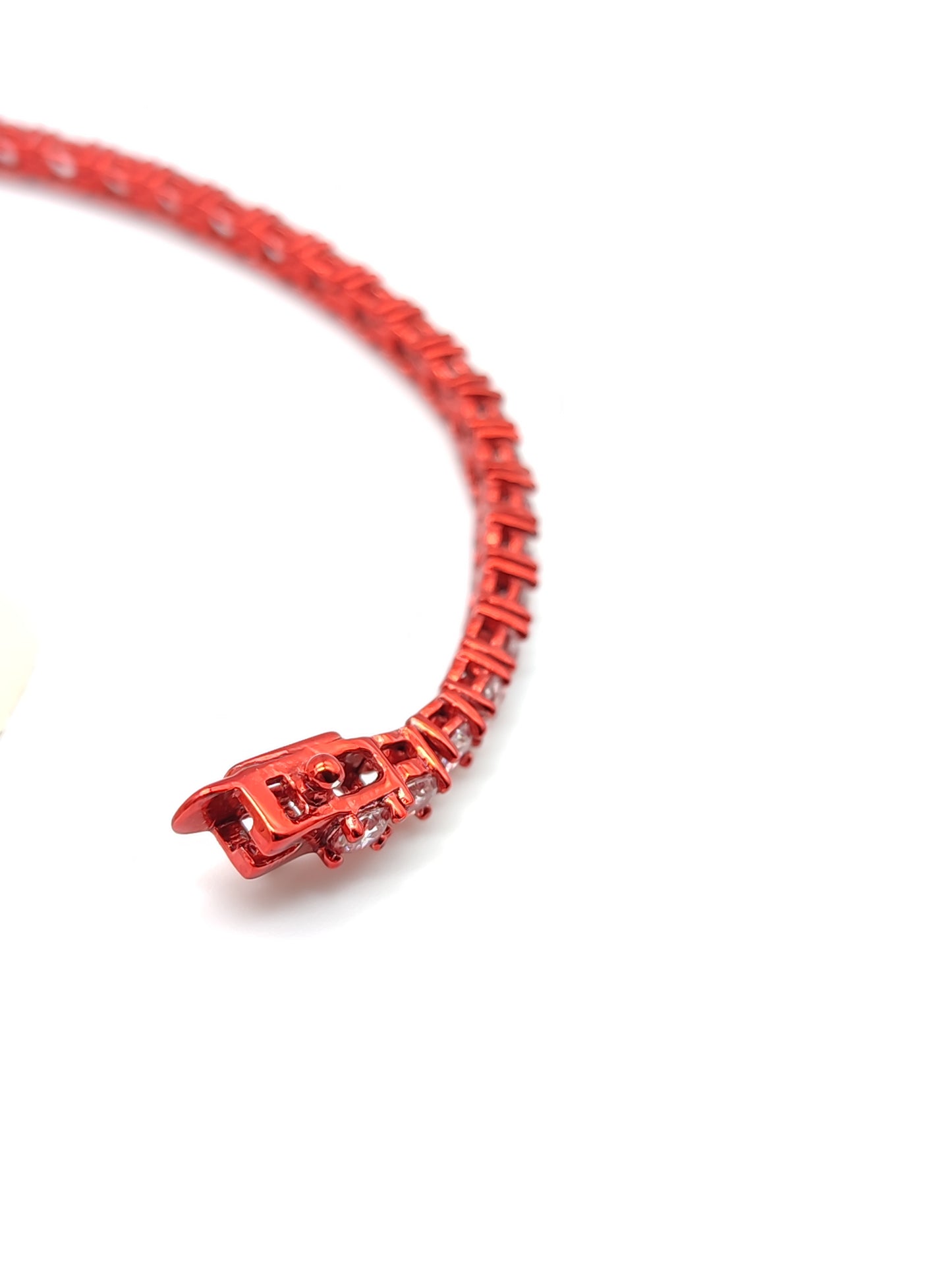 Bracciale tennis in argento rosso con zirconi