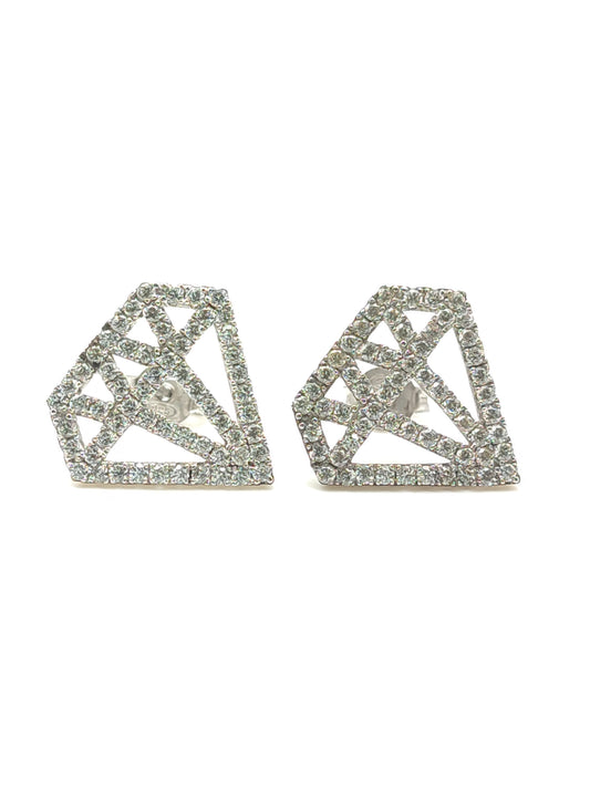 Pavé diamond-shaped silver earrings