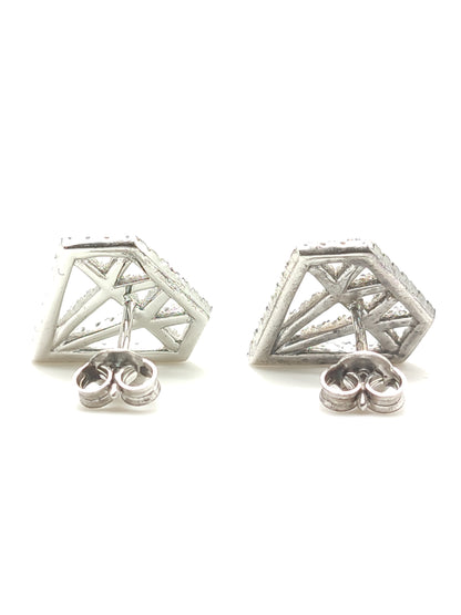 Orecchini in argento a forma di diamante a pavé