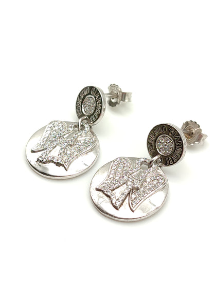 Silver earrings with zircon pavé angels