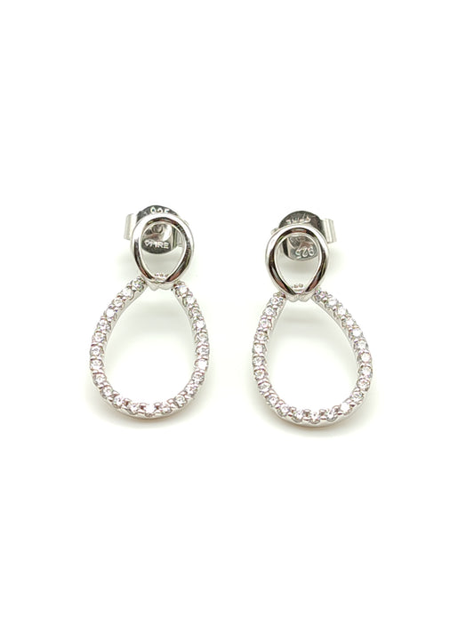 Silver earrings with oval zirconia