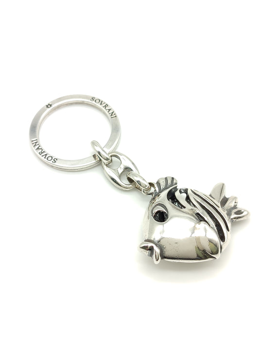 Silver key ring with openwork fish