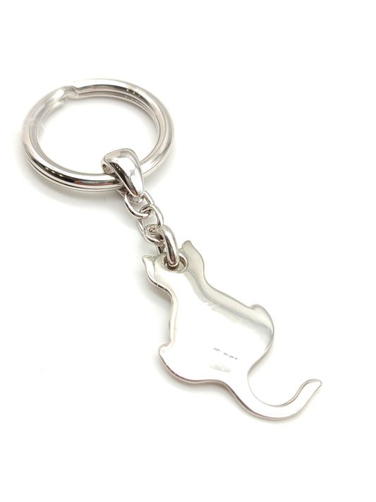 Silver key ring with cat