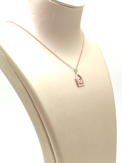 Pink gilded silver necklace with zircons