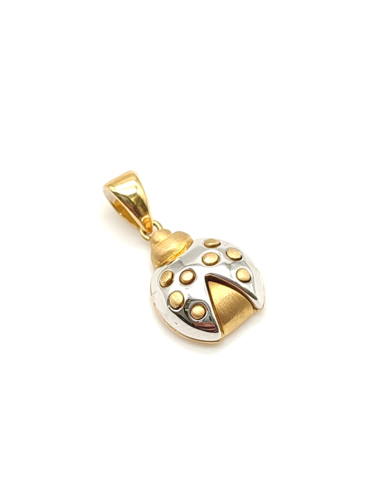 Two-tone ladybug gold pendant