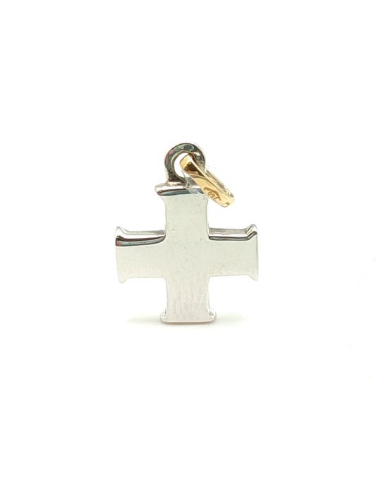 Gold and silver square cross pendant