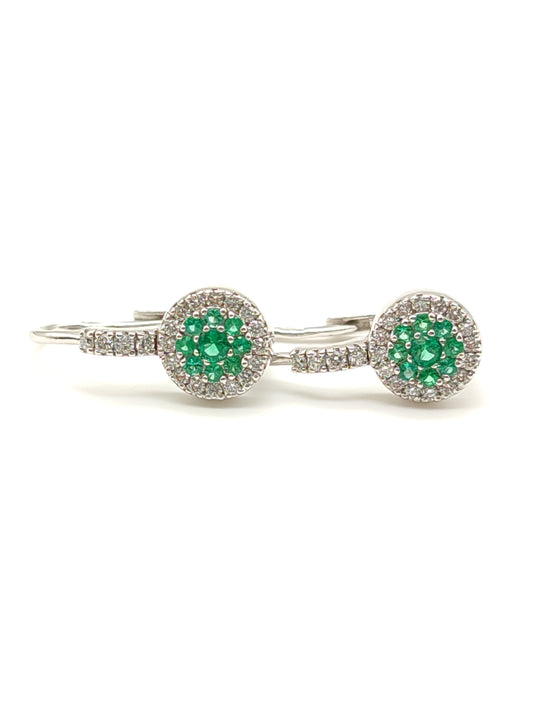 Gold earrings with emeralds and diamonds