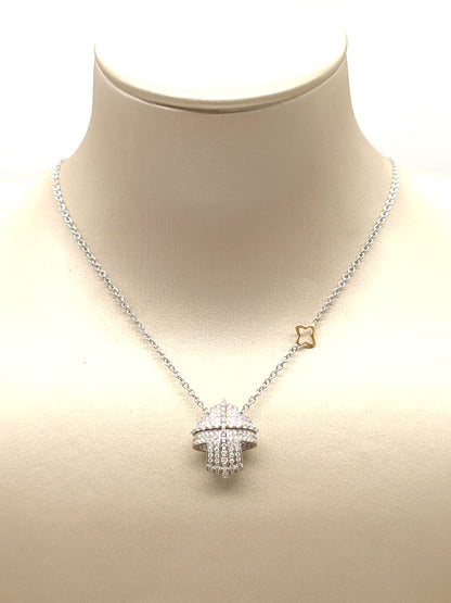 White gold necklace Cross with diamonds
