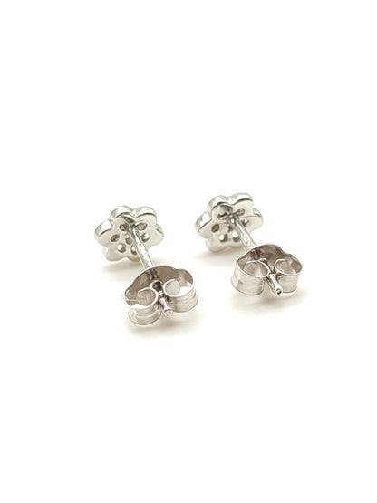Flower gold earrings with zircons