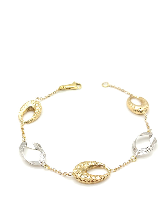 Diamond effect gold bracelet