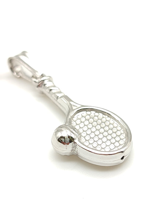 Silver tennis racket pendant