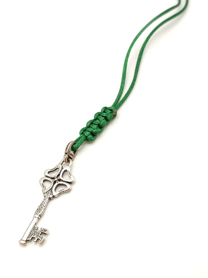 Silver key ring with satin rope