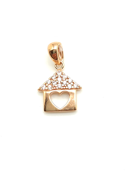 Gold house pendant with zircons