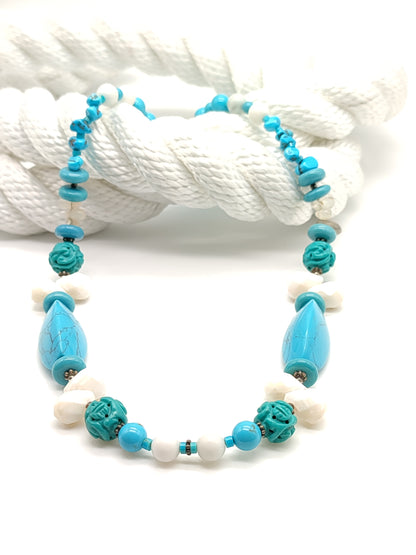 Sea choker with turquoise and agate