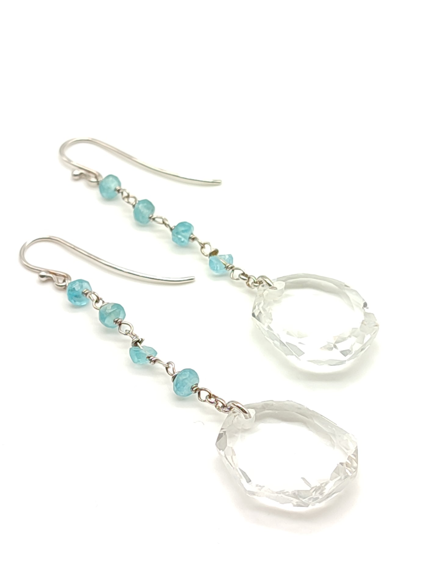 Silver earrings with amazonite and hyaline quartz
