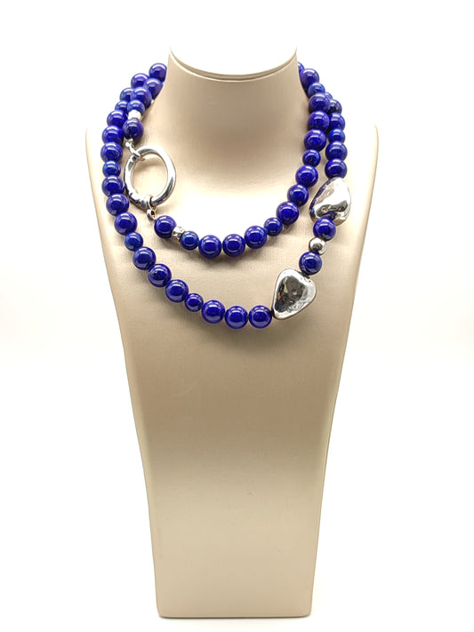 Silver necklace with lapis lazuli