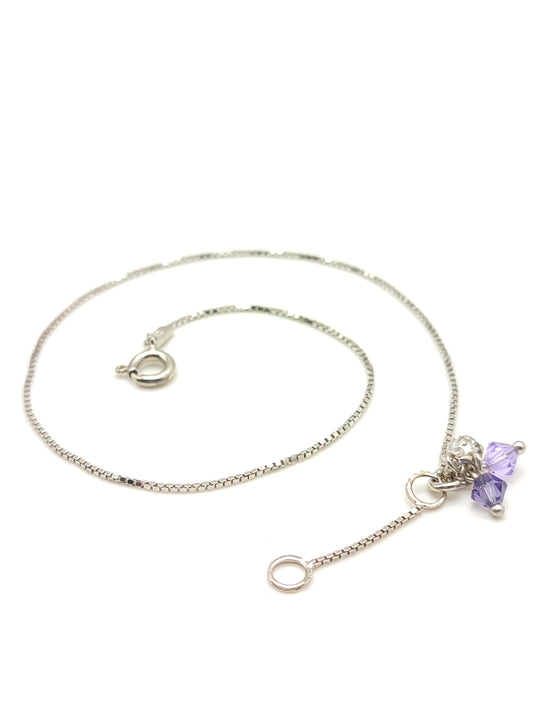 Silver anklet with pendant zircons