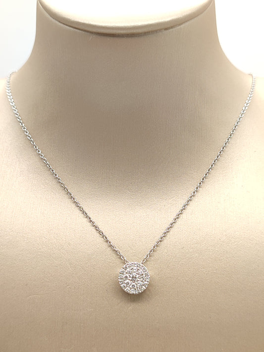 Round gold pavé necklace with 0.40ct diamonds